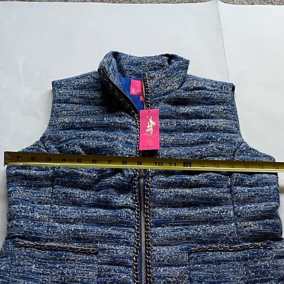 NWT Lilly Pulitzer Noella Resort Boucle Blue Vest Small Pockets Preppy Southern - Picture 11 of 11